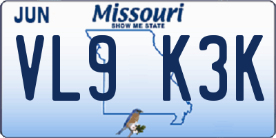 MO license plate VL9K3K