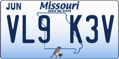 MO license plate VL9K3V