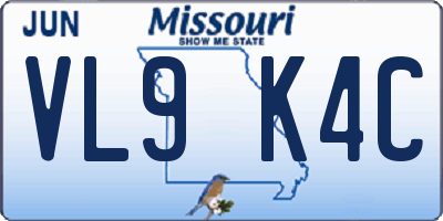 MO license plate VL9K4C