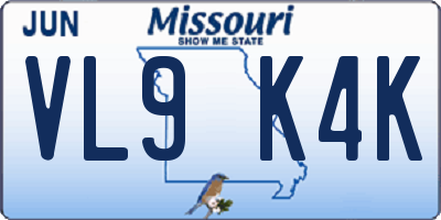 MO license plate VL9K4K