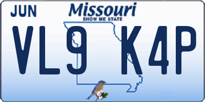 MO license plate VL9K4P