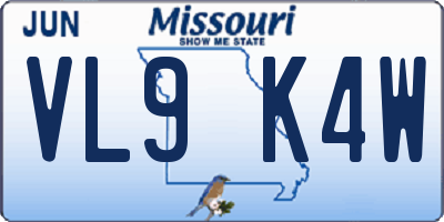 MO license plate VL9K4W