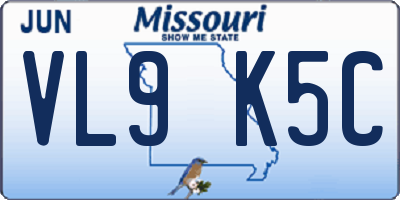 MO license plate VL9K5C
