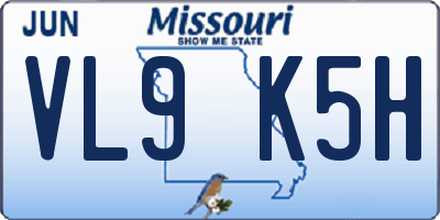 MO license plate VL9K5H
