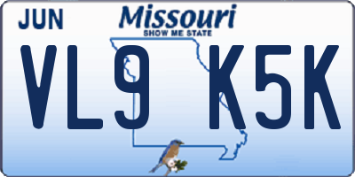 MO license plate VL9K5K