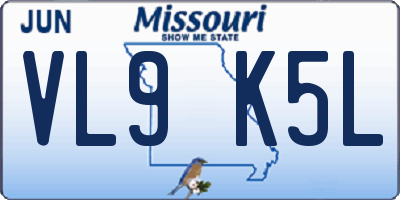 MO license plate VL9K5L