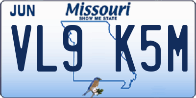 MO license plate VL9K5M