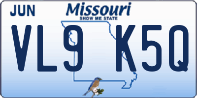 MO license plate VL9K5Q