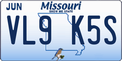 MO license plate VL9K5S