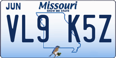MO license plate VL9K5Z
