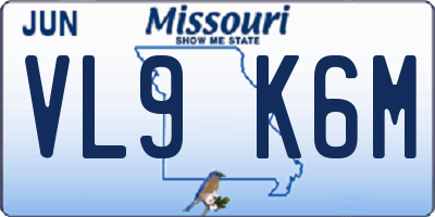 MO license plate VL9K6M