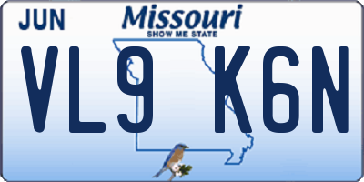 MO license plate VL9K6N