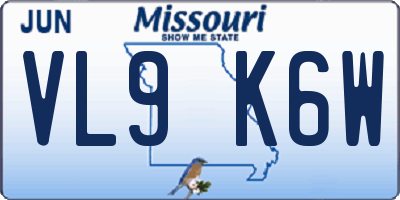 MO license plate VL9K6W