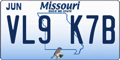 MO license plate VL9K7B