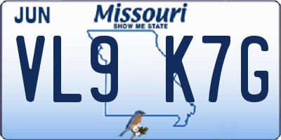 MO license plate VL9K7G