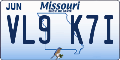 MO license plate VL9K7I