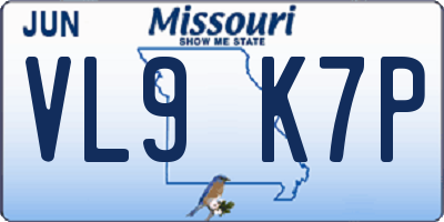 MO license plate VL9K7P