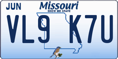 MO license plate VL9K7U