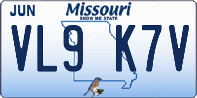 MO license plate VL9K7V