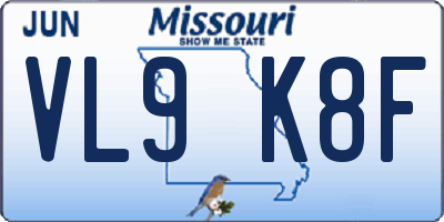 MO license plate VL9K8F