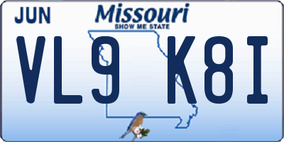 MO license plate VL9K8I