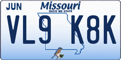 MO license plate VL9K8K