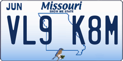 MO license plate VL9K8M