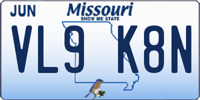 MO license plate VL9K8N