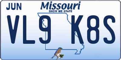 MO license plate VL9K8S