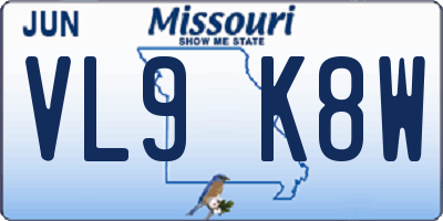 MO license plate VL9K8W