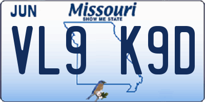 MO license plate VL9K9D