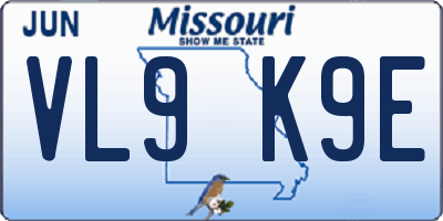 MO license plate VL9K9E