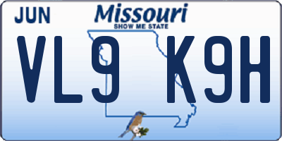 MO license plate VL9K9H
