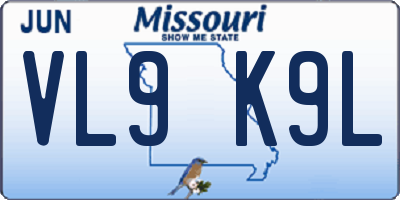 MO license plate VL9K9L