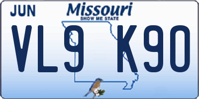 MO license plate VL9K9O