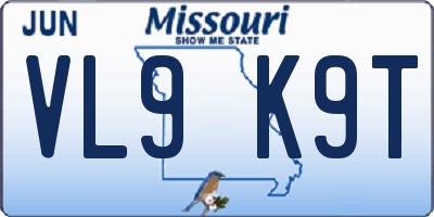 MO license plate VL9K9T