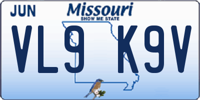 MO license plate VL9K9V