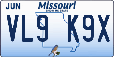 MO license plate VL9K9X