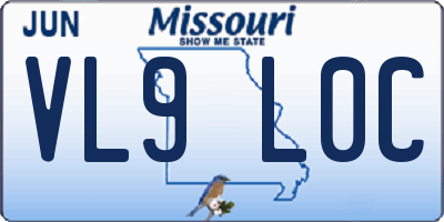 MO license plate VL9L0C