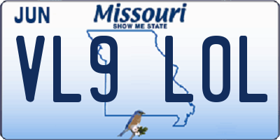 MO license plate VL9L0L
