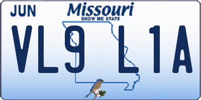 MO license plate VL9L1A