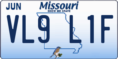 MO license plate VL9L1F