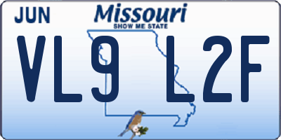 MO license plate VL9L2F