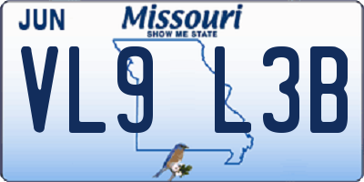MO license plate VL9L3B