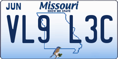 MO license plate VL9L3C