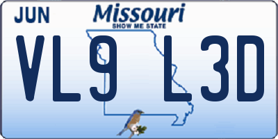 MO license plate VL9L3D