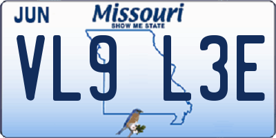 MO license plate VL9L3E