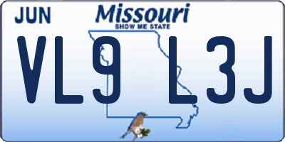 MO license plate VL9L3J