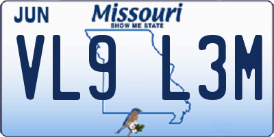 MO license plate VL9L3M