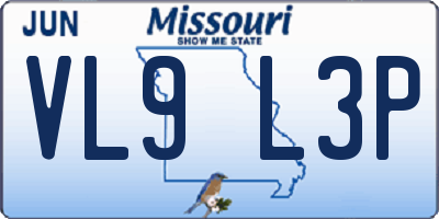 MO license plate VL9L3P